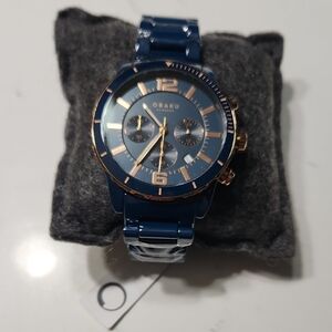 New In Box. Obaku Blue and Gold Watch